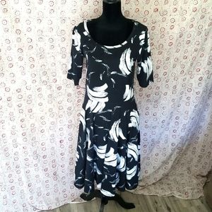NWOT Lularoe Nicole fit and flare abstract black and white dress - Size XL